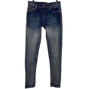 Rebel & Soul Womens 5 Pocket Emboidered Pockets Skinny LIght Wash Jeans Size 4